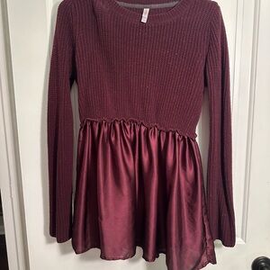 Xhilaration Red Fit and Flare Long Sleeve Dress